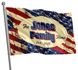 Personalized House Flag, Custom Family Last Name and Est Year, Patriotic American Garden Sign, Double Sided, Multiple Sizes, UV resistant, Polyester Garden Yard, Outdoor Decoration