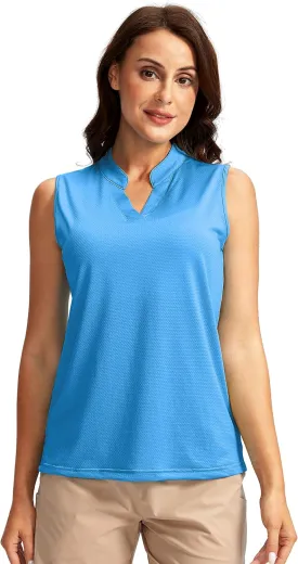 SANTINY Women's Sleeveless Golf Shirt V-Neck Lightweight Quick Dry Tennis Tank Tops Golf Polo Shirts for Women