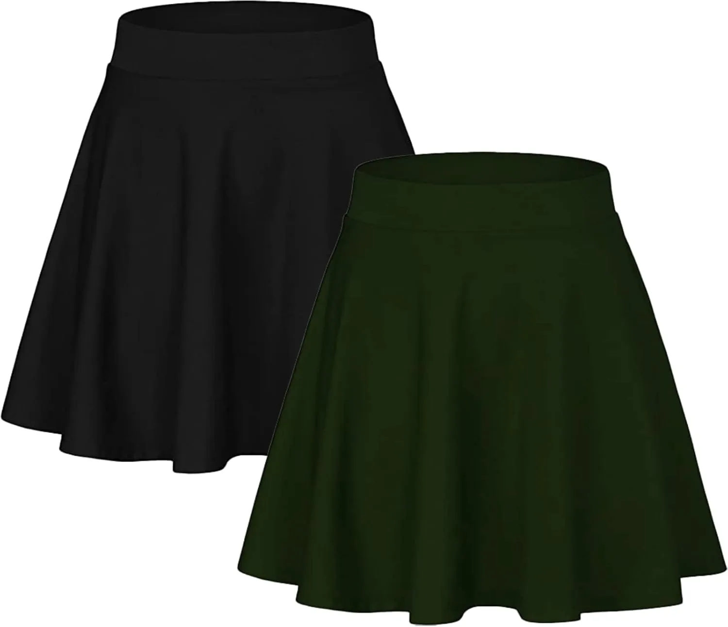 Sweet Hearts Womens 2-Pack Basic Skater Skirt- Versatile Stretchy Mini Flared Skirt Made in USA