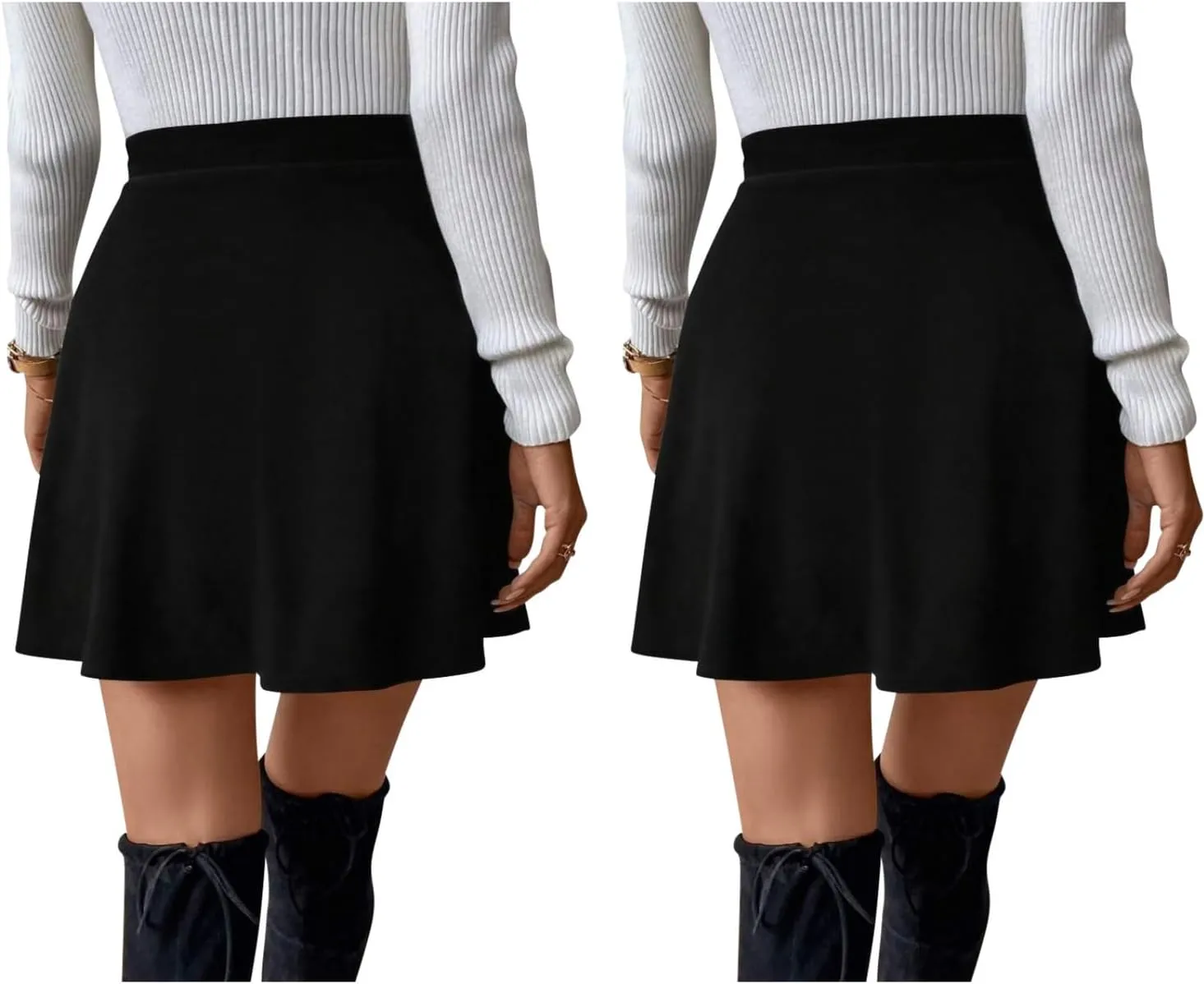 Sweet Hearts Womens 2-Pack Basic Skater Skirt- Versatile Stretchy Mini Flared Skirt Made in USA
