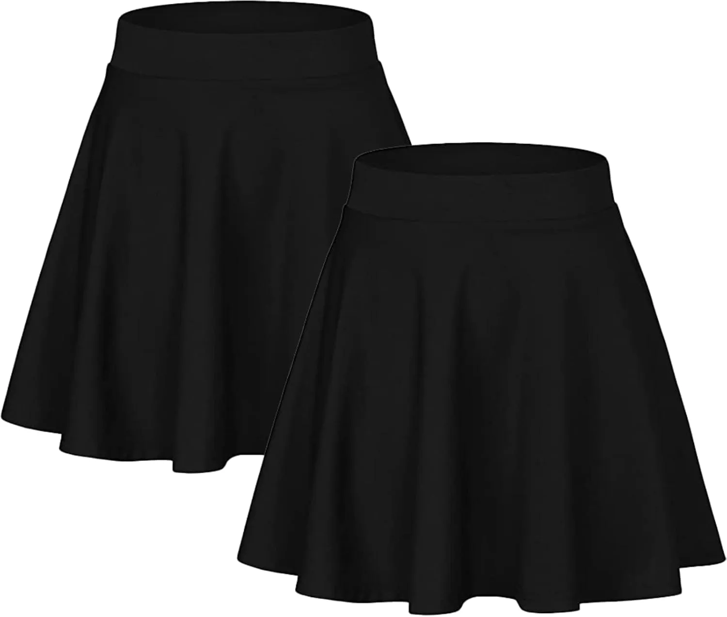 Sweet Hearts Womens 2-Pack Basic Skater Skirt- Versatile Stretchy Mini Flared Skirt Made in USA
