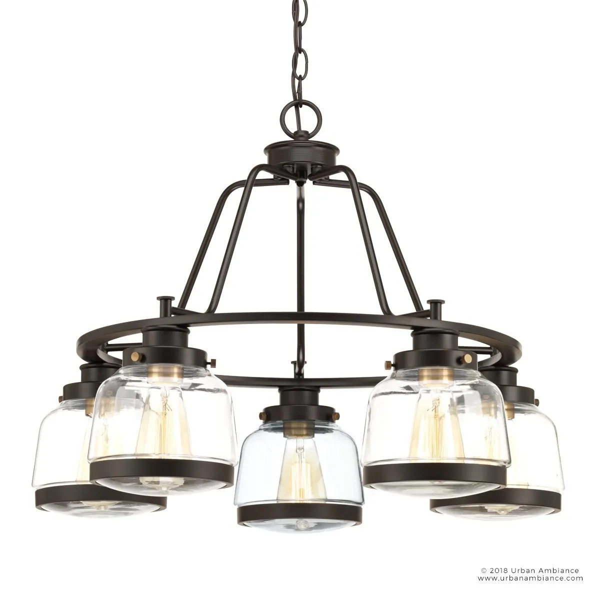 UHP2531 Luxe Industrial Chandelier, 19.25"H x 26"W, Olde Bronze Finish, Nottingham Collection
