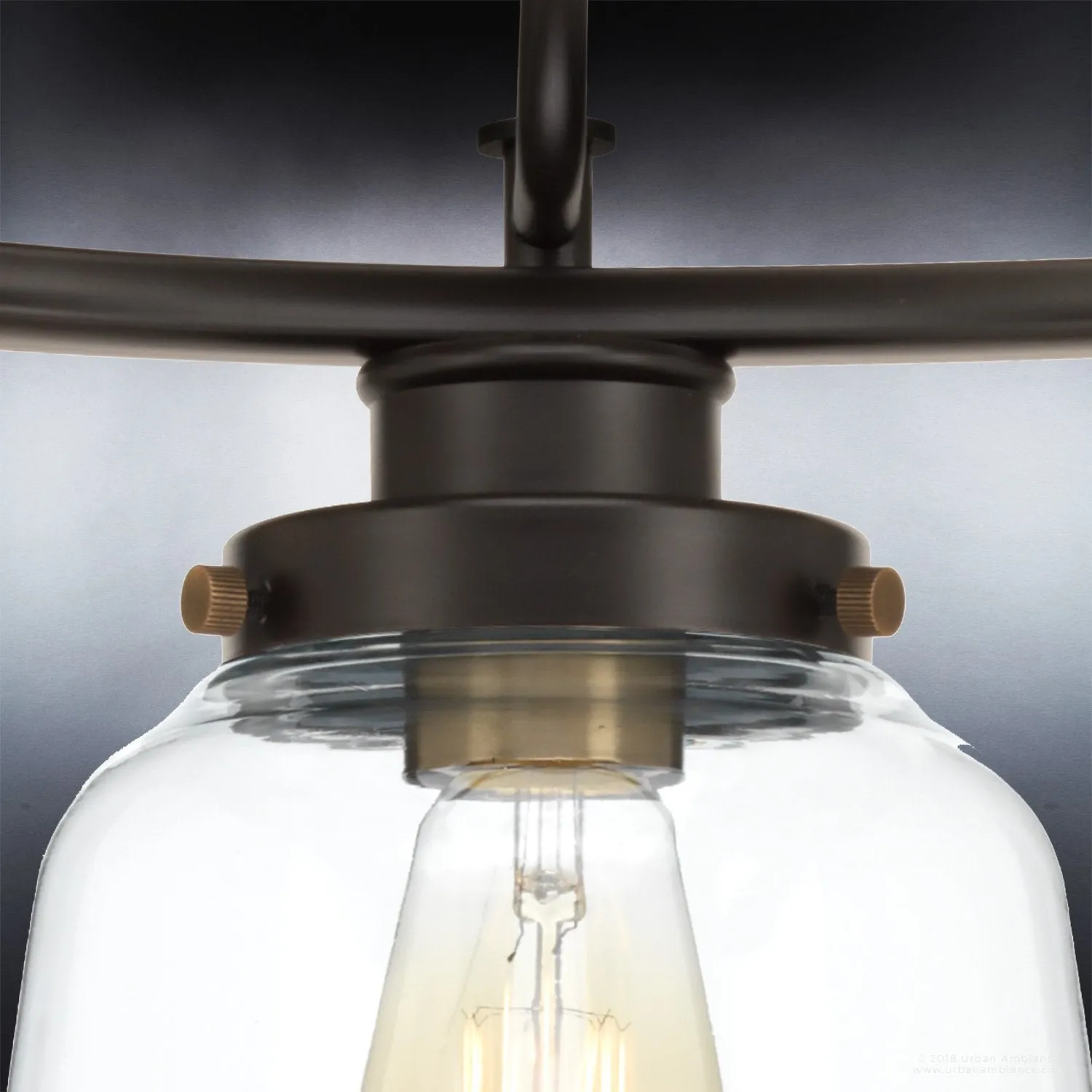 UHP2533 Luxe Industrial Chandelier, 18"H x 22"W, Olde Bronze Finish, Nottingham Collection