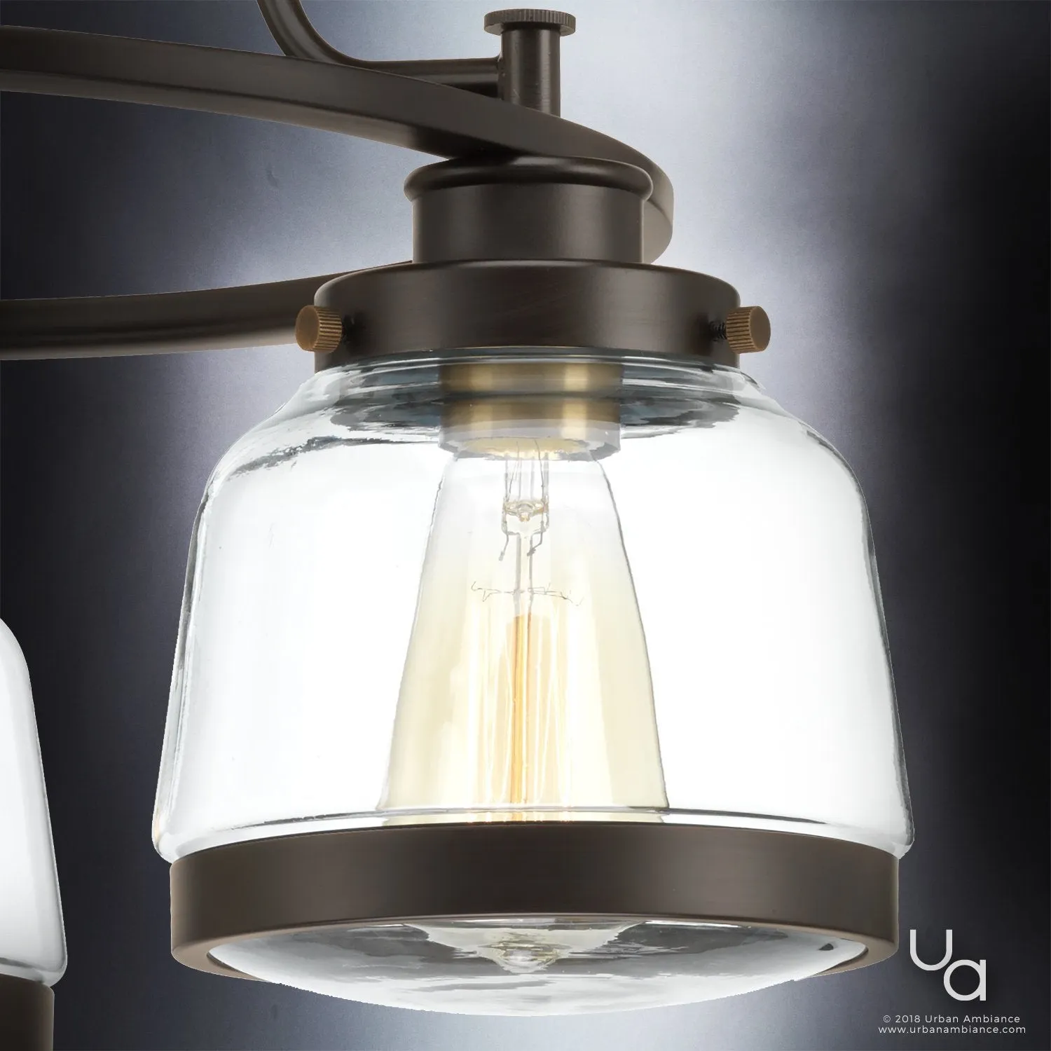 UHP2533 Luxe Industrial Chandelier, 18"H x 22"W, Olde Bronze Finish, Nottingham Collection