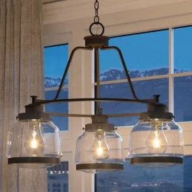UHP2533 Luxe Industrial Chandelier, 18"H x 22"W, Olde Bronze Finish, Nottingham Collection