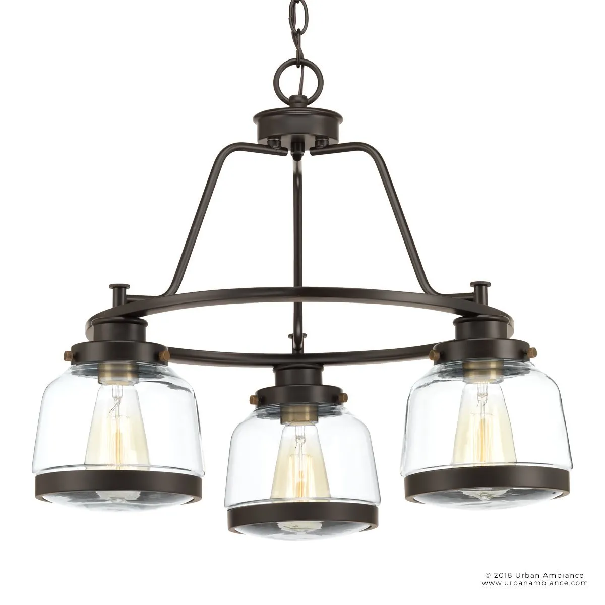 UHP2533 Luxe Industrial Chandelier, 18"H x 22"W, Olde Bronze Finish, Nottingham Collection