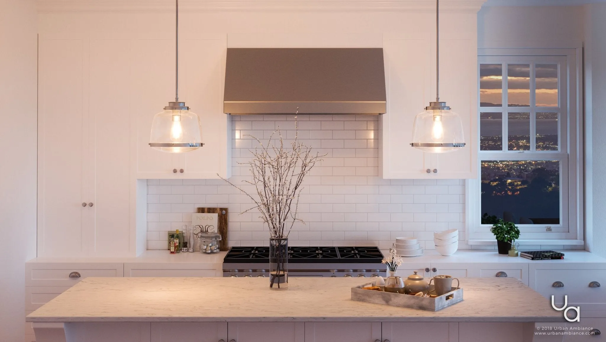 UHP2534 Luxe Industrial Pendant Light, 11"H x 11"W, Polished Nickel Finish, Nottingham Collection