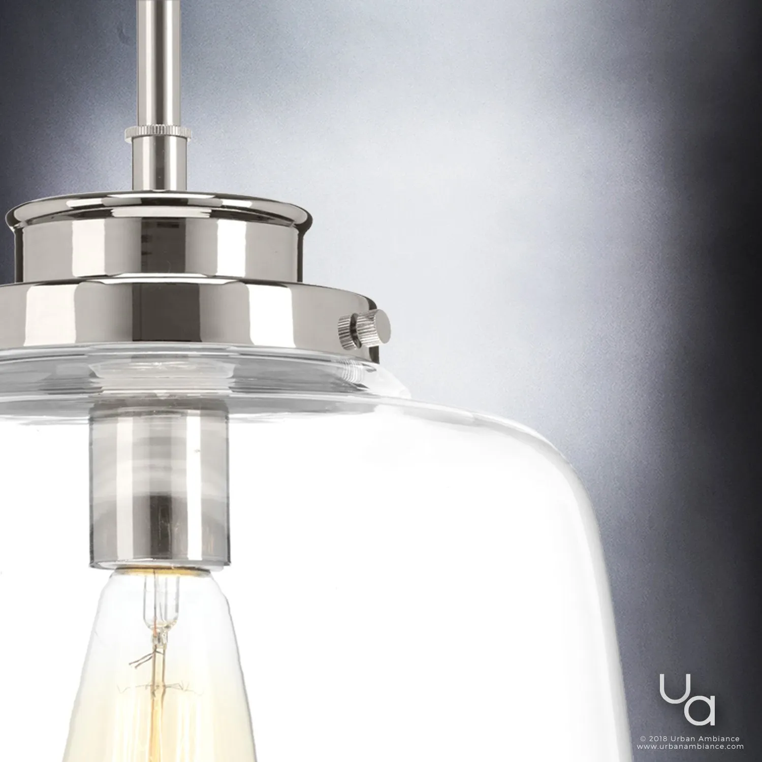 UHP2534 Luxe Industrial Pendant Light, 11"H x 11"W, Polished Nickel Finish, Nottingham Collection