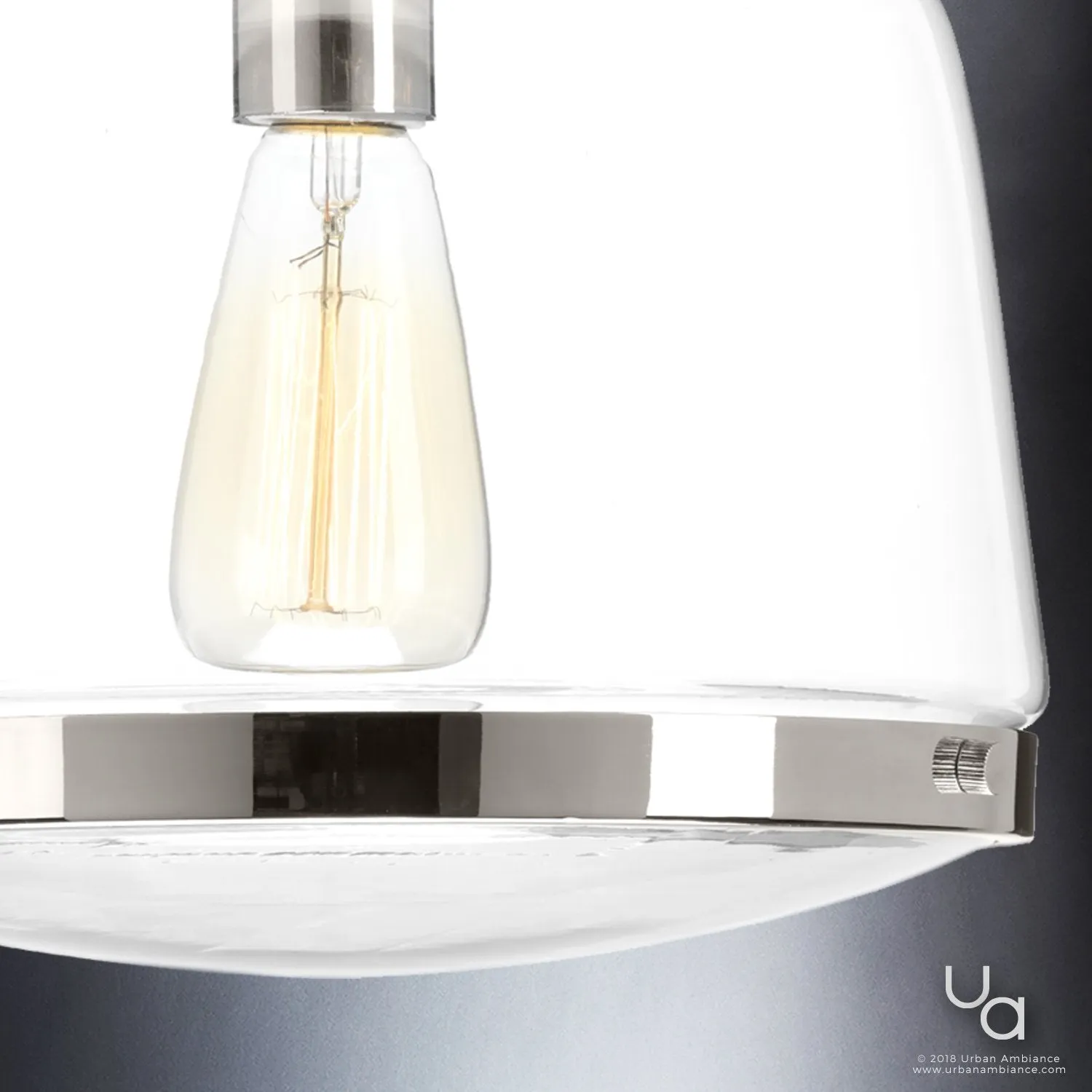 UHP2534 Luxe Industrial Pendant Light, 11"H x 11"W, Polished Nickel Finish, Nottingham Collection
