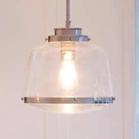 UHP2534 Luxe Industrial Pendant Light, 11"H x 11"W, Polished Nickel Finish, Nottingham Collection