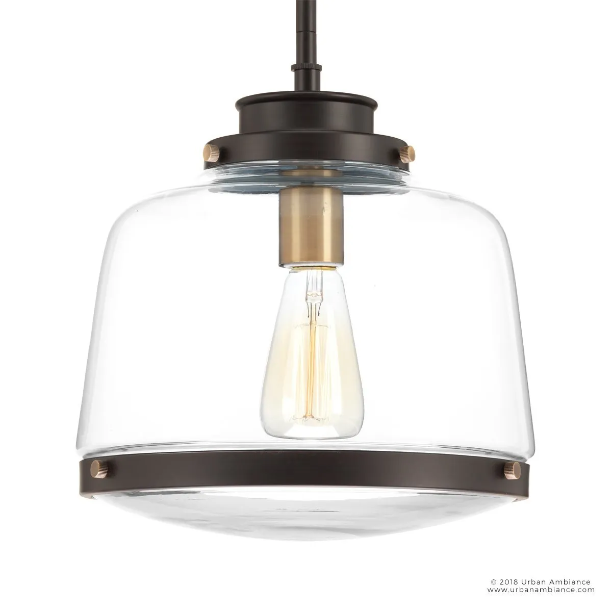 UHP2535 Luxe Industrial Pendant Light, 11"H x 11"W, Olde Bronze Finish, Nottingham Collection