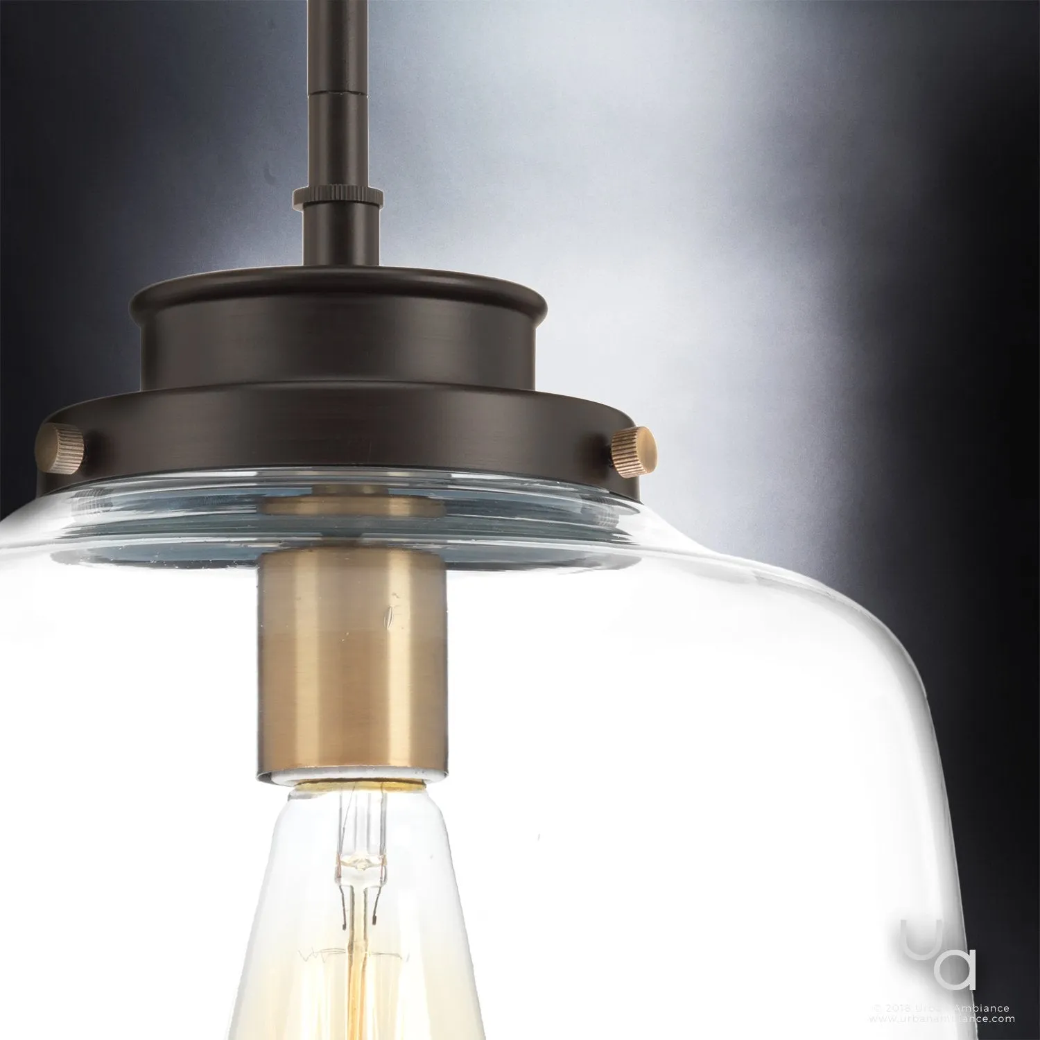UHP2535 Luxe Industrial Pendant Light, 11"H x 11"W, Olde Bronze Finish, Nottingham Collection