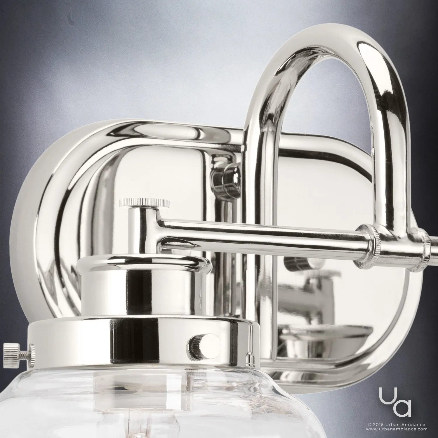 UHP2536 Luxe Industrial Bathroom Vanity Light, 11.25"H x 16.25"W, Polished Nickel Finish, Nottingham Collection