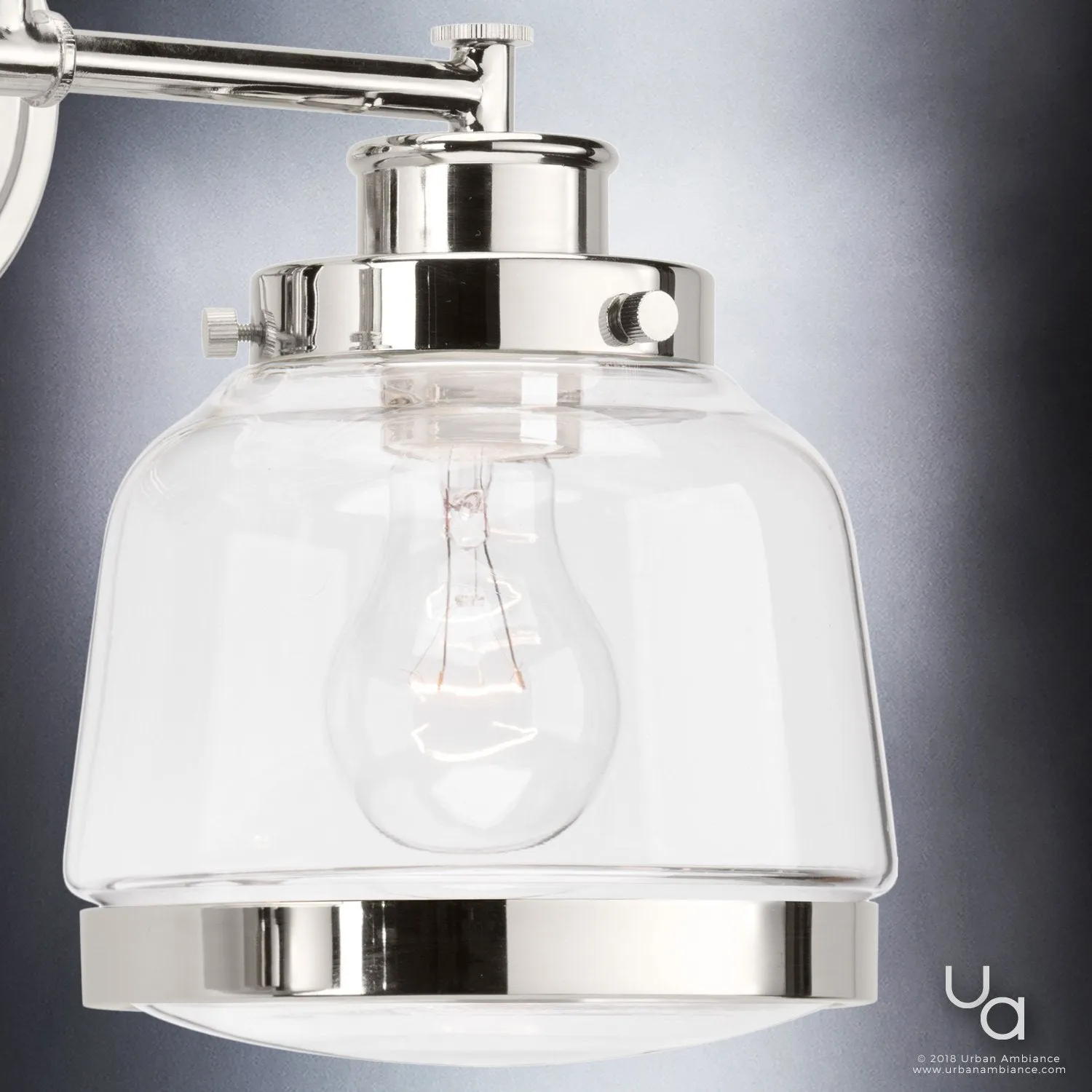 UHP2536 Luxe Industrial Bathroom Vanity Light, 11.25"H x 16.25"W, Polished Nickel Finish, Nottingham Collection