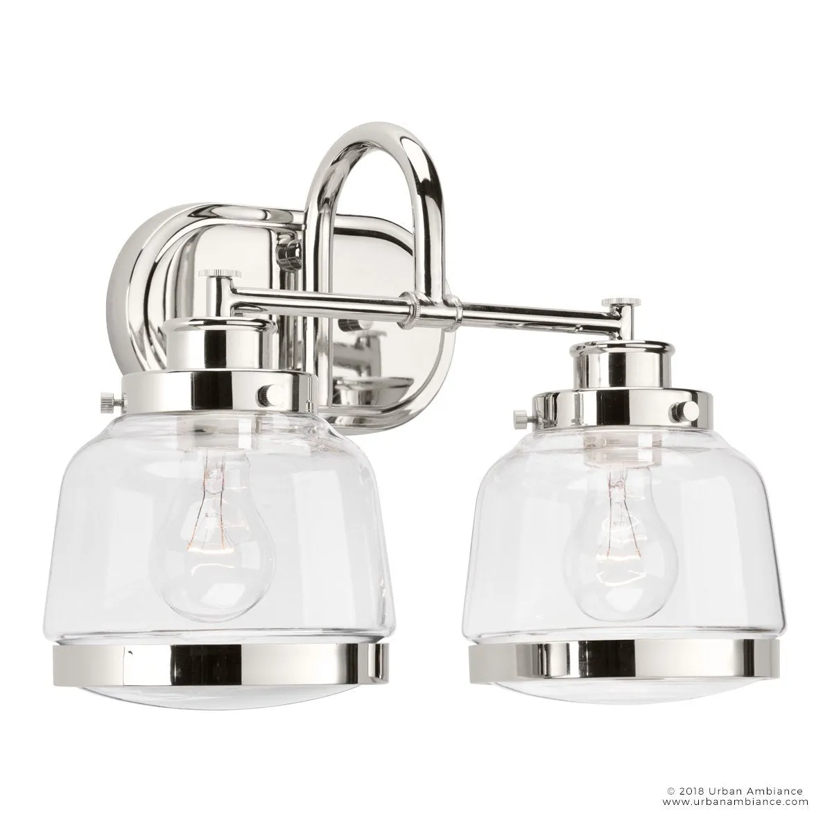 UHP2536 Luxe Industrial Bathroom Vanity Light, 11.25"H x 16.25"W, Polished Nickel Finish, Nottingham Collection