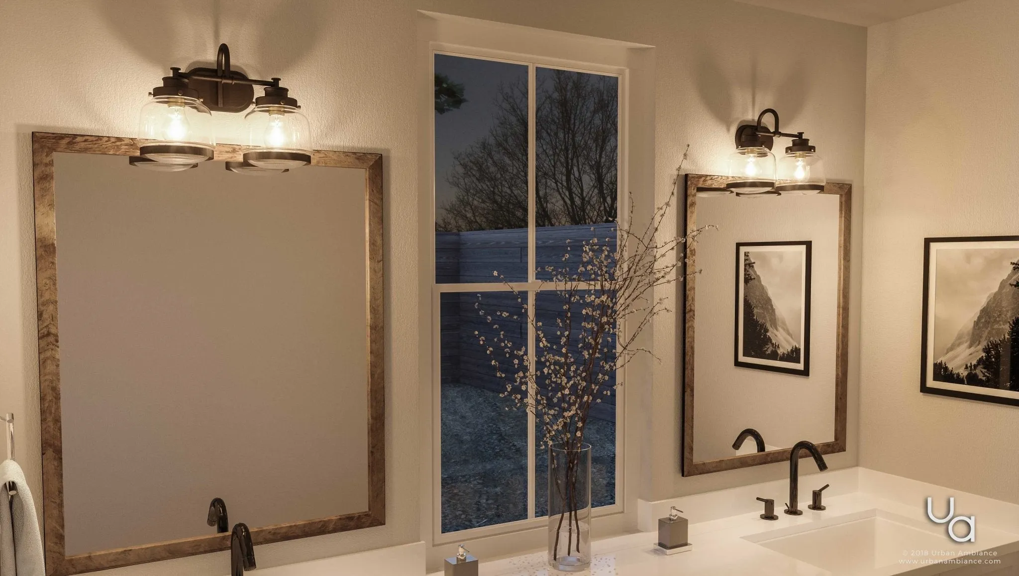 UHP2537 Luxe Industrial Bathroom Vanity Light, 11.25"H x 16.25"W, Olde Bronze Finish, Nottingham Collection