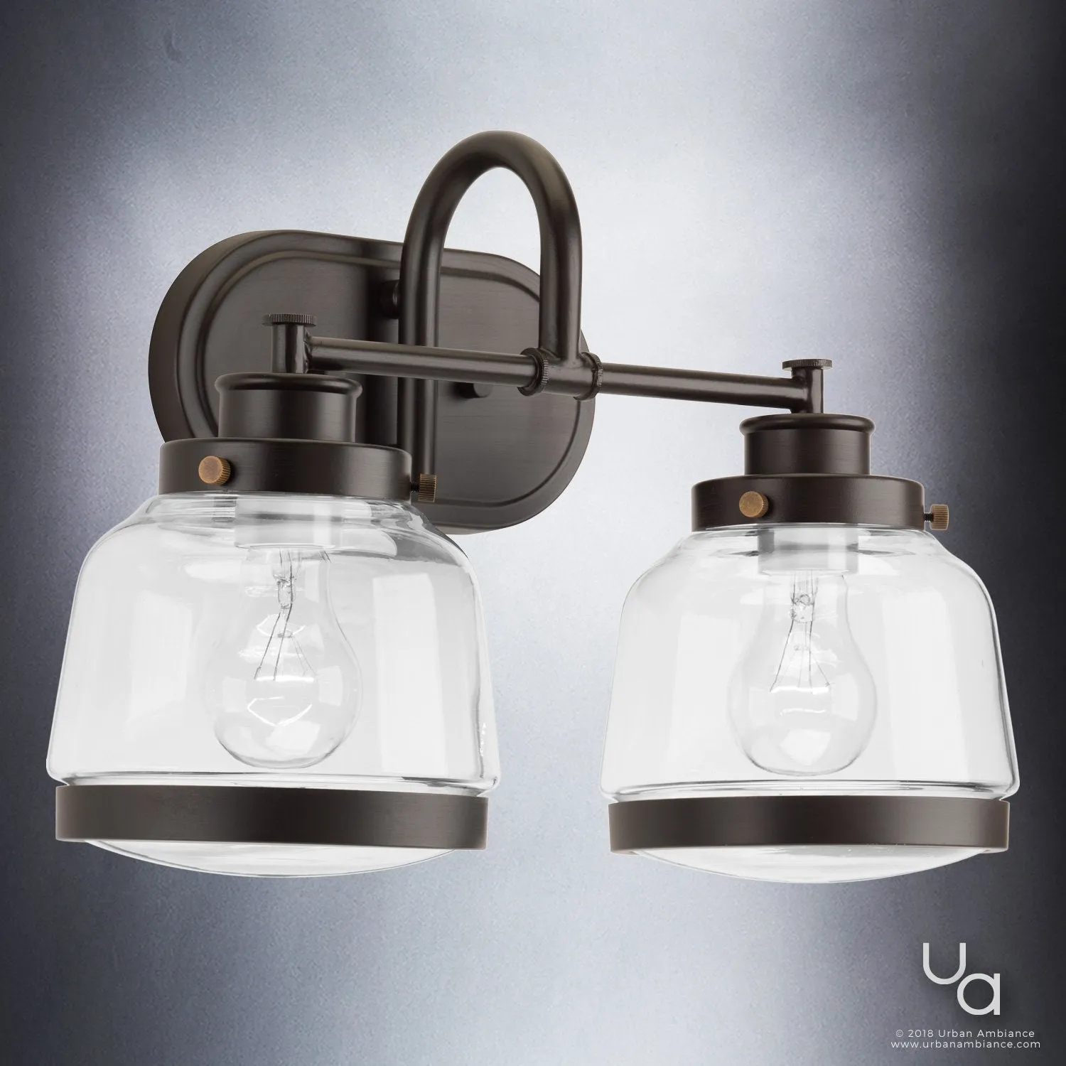 UHP2537 Luxe Industrial Bathroom Vanity Light, 11.25"H x 16.25"W, Olde Bronze Finish, Nottingham Collection