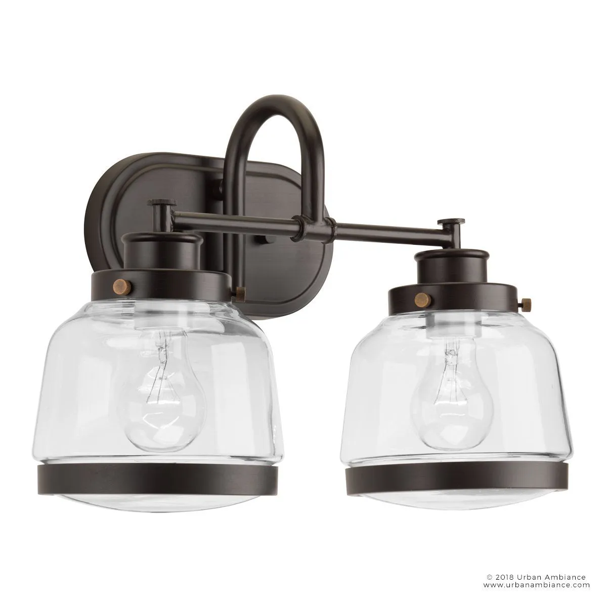 UHP2537 Luxe Industrial Bathroom Vanity Light, 11.25"H x 16.25"W, Olde Bronze Finish, Nottingham Collection