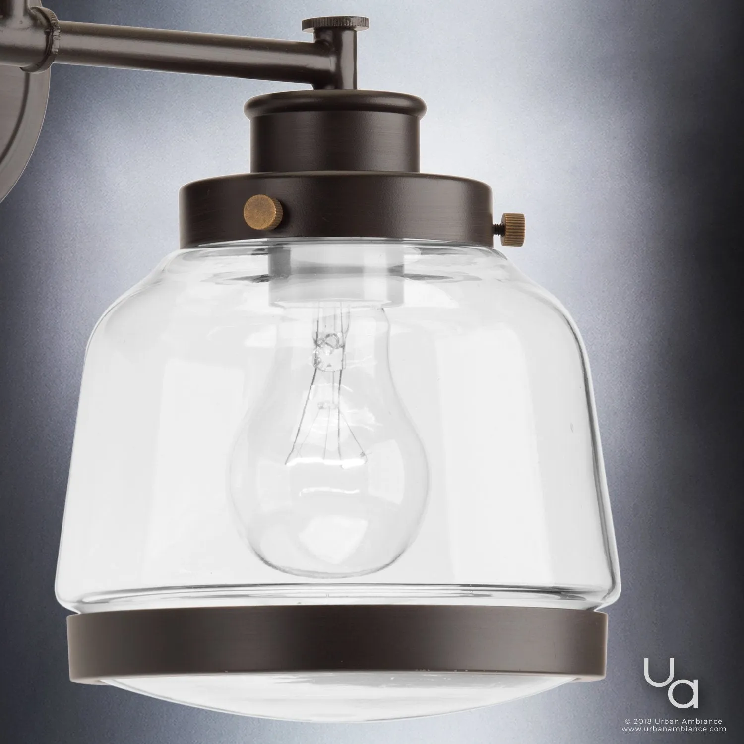 UHP2537 Luxe Industrial Bathroom Vanity Light, 11.25"H x 16.25"W, Olde Bronze Finish, Nottingham Collection