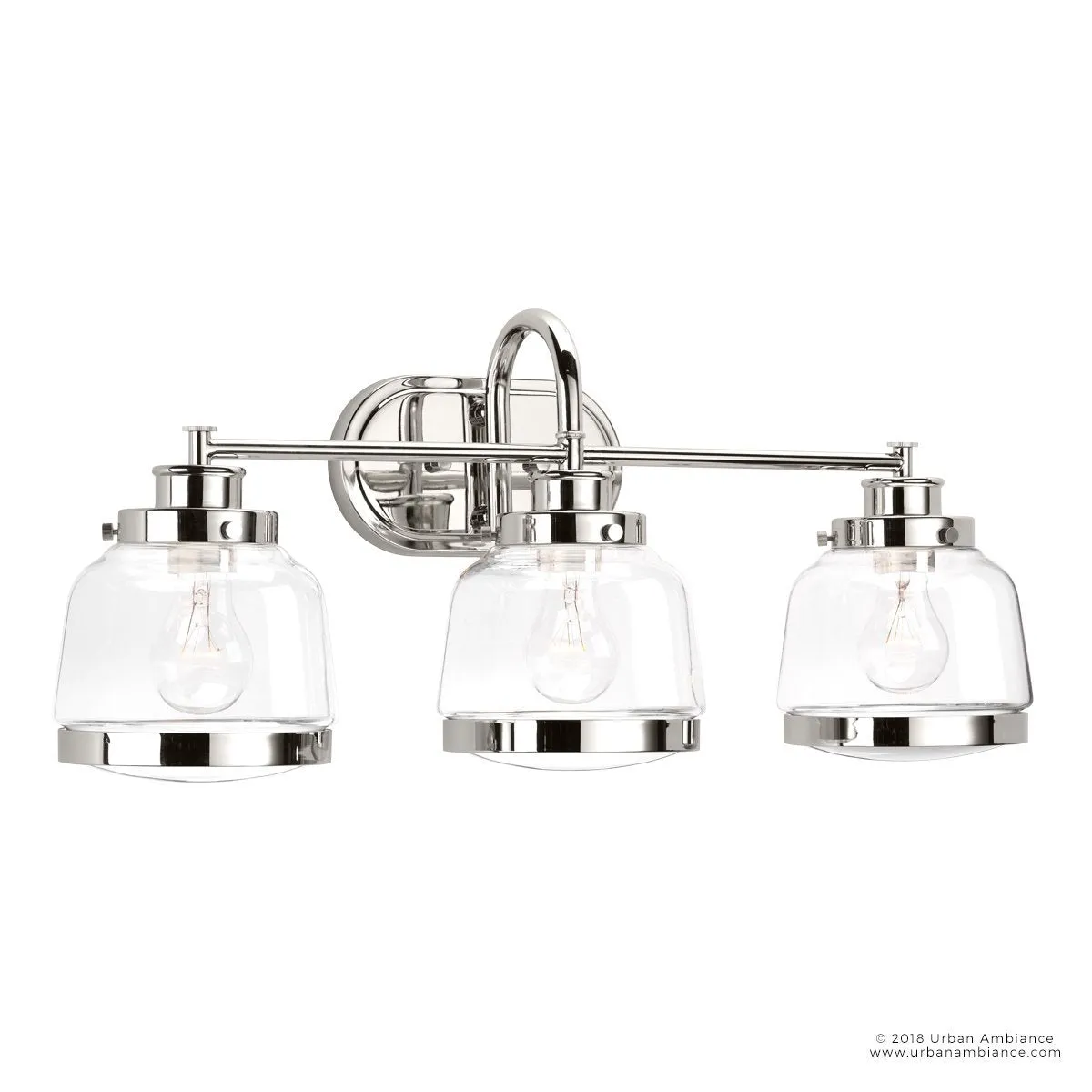 UHP2538 Luxe Industrial Bathroom Vanity Light, 11.25"H x 26"W, Polished Nickel Finish, Nottingham Collection