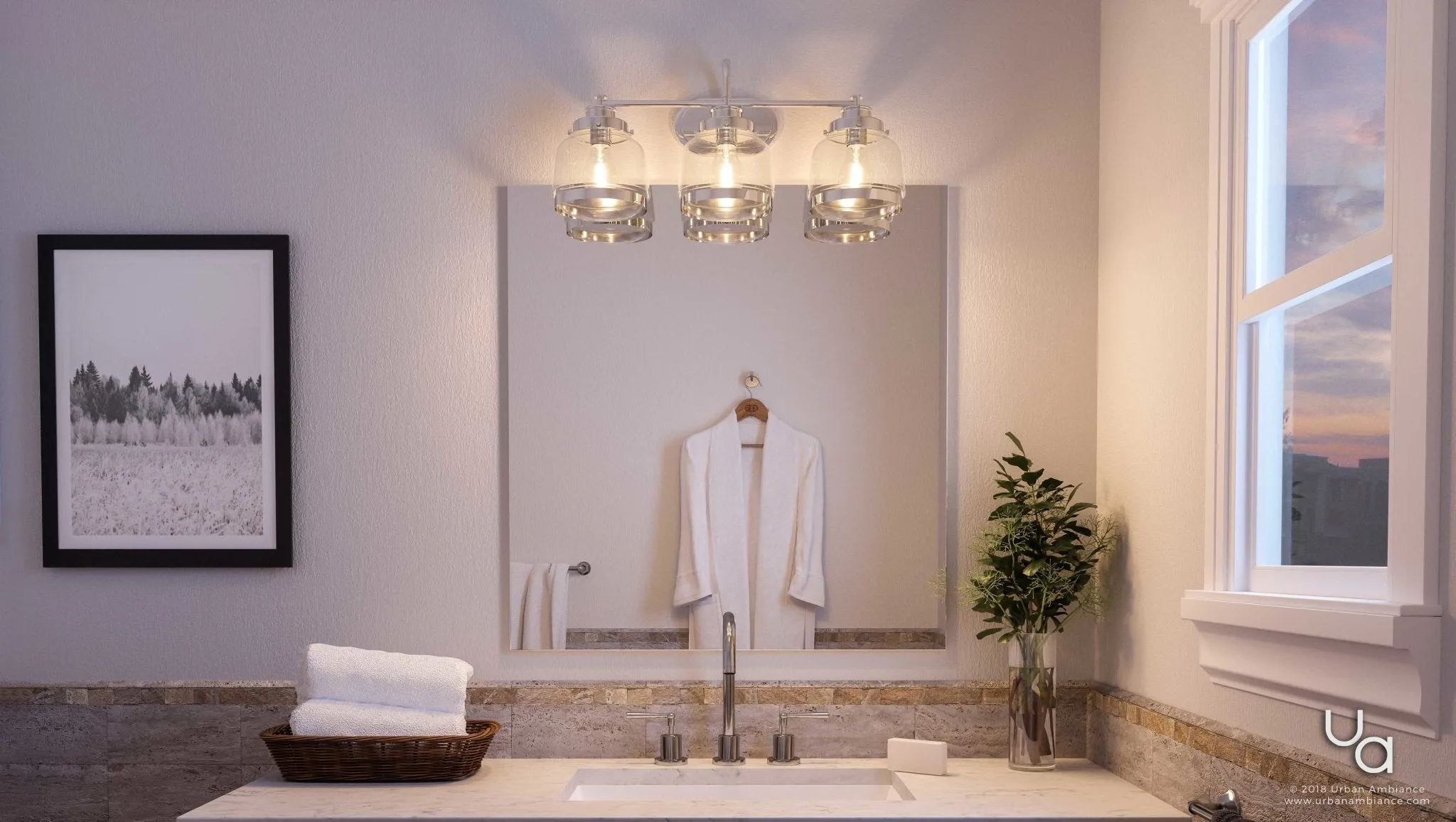 UHP2538 Luxe Industrial Bathroom Vanity Light, 11.25"H x 26"W, Polished Nickel Finish, Nottingham Collection
