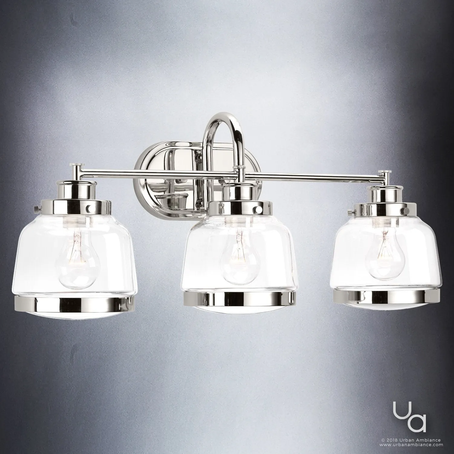 UHP2538 Luxe Industrial Bathroom Vanity Light, 11.25"H x 26"W, Polished Nickel Finish, Nottingham Collection