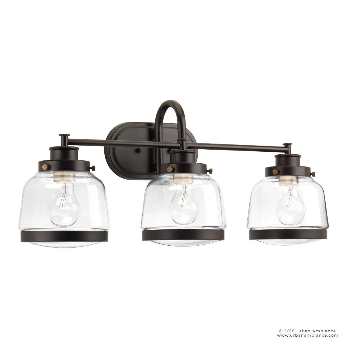 UHP2539 Luxe Industrial Bathroom Vanity Light, 11.25"H x 26"W, Olde Bronze Finish, Nottingham Collection
