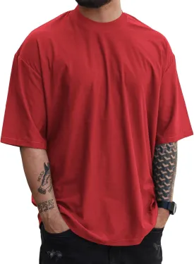 YawYews Mens Fashion Short Sleeve Tshirts Workout Oversize Pullover Solid Color Casual Tees